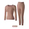 Conjunto de Ropa Interior Térmica de Manga Larga y Pantalón Largo con Ácido Hialurónico para Mujer, Conjunto de Ropa Interior Térmica de Alta Elasticidad para Otoño