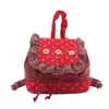 Mochila Nueva de Lunares con Decoración Floral Creativa, Bolso de Mano Elegante Versátil de Cuadros y Encaje, Mochila Escolar para Estudiantes