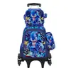 Mochila Escolar Transfronteiriça 3D Casca Dura Couro Concavo-Convexo Aluno do Ensino Fundamental Mochila de Rodinhas 5-12 Anos Desenho Animado Conjunto de Três Peças Mochila