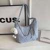 Bolsa casual de estudante com rosto macio e grande capacidade, bolsa feminina de trabalho de verão 2024, bolsa transversal de ombro da moda