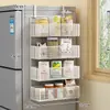 Estante de Almacenamiento Lateral para Refrigerador Estante para Suministros de Cocina Estante Colgante de Pared Lateral Multicapa para Botellas de Especias Película Adhesiva Sin Perforaciones
