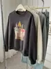 Sudadera Gruesa Estilo Coreano Cuello Redondo para Mujer 2025 Nueva Popular Petite Otoño e Invierno Forro Polar Engrosado Holgada Americana