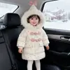 Roupas de Inverno Novas para Crianças, Roupas de Inverno Fofas e Modernas com Capuz, Novo Estilo para Bebês Meninas, Chapéu de Elfo com Gola de Pelo, Casaco Quente Espesso
