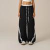 Pantalones Casuales de Línea de Calle de Moda Transfronterizos para Hombres y Mujeres en Primavera y Otoño Sueltos y Versátiles Pantalones Deportivos Negros
