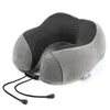Almohada en forma de U logo personalizado espuma viscoelástica almohada de viaje soporte para el cuello almohada para siesta en avión soporte para el cuello almohada de almacenamiento terciopelo almohada en forma de U