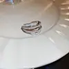 Anillo Abierto Geométrico de Circonita Estilo Palacio Francés, Anillo de Dedo Índice de Alta Gama de Nicho, Joyería de Moda, Exquisita y Personalizada para Mujeres