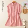 Foto Real da Nova Camisa Média 2025 para Mulheres, Verão Fina Tamanho Grande Solta Casual Proteção Solar Versátil
