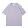 Camiseta Pesada de Manga Curta para o Verão, Gola Redonda, Algodão Puro 220g, Decote Pequeno, Cor Sólida, Camiseta de Manga Curta Unissex para Jovens