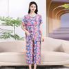 Pijama de Algodón Seda para Mujer Manga Corta Mamá Verano Ropa para Casa Traje de Algodón Artificial Abuela Mediana Edad y Adulta Mayor Verano