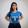 Camiseta de Verano para Mujer Europea con Estampado de Letras de Bandera Estilo Callejero Ajustada Sexy Corta 2025 Top Transfronterizo