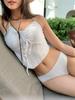 Camisola de Tirantes Hueca Deseo Puro Bikini Triángulo Nuevo Cordón Deseo Puro Chica Caliente Traje de Baño de Dos Piezas para Mujer