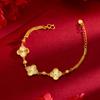Diseño personalizado sentimiento oro de Vietnam Cinco Flores trébol de la suerte oro tienda misma joyería oro de Vietnam pulsera de trébol para mujer