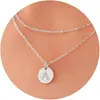 Collar Personalizado de 26 Letras Europeo y Americano Amazon Collar con Colgante de Moneda de Temperamento Joyería de Tendencia de Moda Regalo para Mujeres