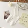 Meias cano médio de cor sólida com salto para mulheres, tons quentes para outono e inverno, simples e versáteis, design clean, estilo universitário, meias longas vintage