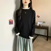 Suéter feminino de outono plus size, novo design, renda, malha solta, afina