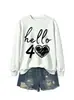Amazon eBay estación independiente moda versátil mujer hola 40 corazón cuello redondo manga larga sudadera comercio exterior transfronterizo