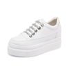Zapatos Blancos de Suela Gruesa Nuevos para Mujer, Zapatos de Primavera de Suela Simple para Mujeres Bajitas, Zapatos de Plataforma Transpirables, Tenis Cómodos