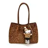 Bolso de mano retro con estampado de leopardo Maillard para mujer, estilo coreano, bolso de hombro versátil, gran capacidad, de mano, bajo el brazo, bolso para el trabajo