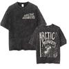 Camiseta ARCTIC para Hombre Disfraz Urbano Estilo Antiguo Lavado Vintage Harajuku Hip Hop Punk Top Holgado