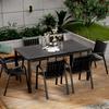 Juego de Mesa y Sillas de Madera Plástica para Patio Exterior Jardín Comedor, Balcón al Aire Libre Cafetería de Ocio, Combinación de Madera Anticorrosiva, Plegable