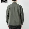 Nova Ferramenta de Primavera e Outono Camisa de Cor Sólida Manga Longa Casual Masculina Bolso de Casaco Jaqueta Retro Fashion