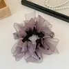 Laço com Rede e Strass, Scrunchie Preguiçoso Estilo Coreano para Mulheres, Elástico de Cabelo Moderno e Versátil
