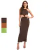 2026 Verano Transfronterizo Nuevo Sexy Seda de Leche Ajustado Color Sólido Vestido Bodycon Vestido de Cuello Halter Vestido de Discoteca en Stock