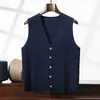 Nuevo chaleco de punto estilo coreano con cuello en V para hombre, cárdigan de punto sin mangas, corte holgado, engrosado, cálido, chaleco abotonado para ir al trabajo