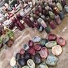 Folha de seixo de rio de 5-8 cm, camada oval de seixo, fatia de pão, pedra para aquário, flor, tanque de peixes, vaso de flores de pedra
