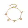 Tobillera de Acero Inoxidable Chapada en Oro de 18K con Corazón Hueco, Cadena de Eslabón tipo Clip de Diseño Único y Colgante de Perla Redonda para Mujer