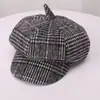 Boina Xadrez Fashion Estilo Coreano Estilo Britânico Primavera e Outono Chapéu Octogonal de Pintor Chapéu Casual Pai e Filho Xadrez de Chupeta