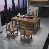 Novo Conjunto de Mesa de Chá e Cadeiras Pequenas para Apartamento em Madeira Maciça Estilo Chinês para Varanda, Conjunto Doméstico de Mesa de Chá Kung Fu para Sala de Estar, Estação Integrada para Preparo de Chá