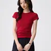 Camiseta Base de Algodão Penteado Puro, Gola Redonda Pequena, Pacote com 40 Peças, para Mulheres, Manga Curta, Novo Estilo de Verão, Simples e Versátil, Top de Corte Justo