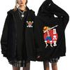 Chaqueta con estampado perimetral de animación de One Piece, unisex, estilo hip-hop, holgada y con capucha, a la moda.