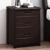 Mesita de noche de madera maciza, estilo chino, diseño simple y moderno, adecuada para dormitorios, con espacio de almacenamiento, un simple gabinete de 3 niveles para la mesita de noche
