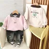 Traje de Manga Larga para Niños Primavera y Otoño 2025 Nuevo Estilo de Primavera Conjunto de Dos Piezas con Solapa Ropa para Niños de 1 a 5 Años