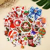 50 novos adesivos de Natal fofos estilo cartoon, Papai Noel, decoração de feriado, adesivos à prova d'água para notebook