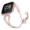 Para reloj inteligente Fitbit Versa correa metal acero inoxidable diamante cadena ajustable pulsera
