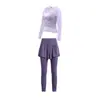 Conjunto de Roupa de Yoga de Alta Qualidade para Mulheres, Saída de Praia de Manga Longa em Renda, Conjunto Real de Duas Peças, Calças de Fitness Respiráveis, Conjunto para Treino de Pilates