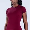 Camiseta Esportiva Casual Transfronteiriça Top de Yoga de Manga Curta Fitness Feminino Justo Secagem Rápida Treinamento de Corrida Pilates Roupas Dft