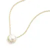 Collar con colgante de perla y diamante redondo de plata de ley S925, cadena para la clavícula, accesorios de collar superpuestos de nicho japonés y coreano, de alta gama, para todo tipo de atuendos