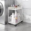 Prateleira de armazenamento para banheiro, prateleira de armazenamento de detergente de lavanderia multicamadas de piso, prateleira de armazenamento móvel para vãos de banheiro e lavabo