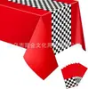 Venda Quente Transfronteiriça Festa de Aniversário Toalha de Mesa Xadrez Preto e Branco à Prova d'Água Laser Folha de Alumínio Suprimentos de Decoração para Cenário