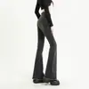 Calça Jeans Skinny Cinza Feminina Primavera e Outono Cintura Alta Slim-fit Calça Ferradura Pequena Slim-fit Elástica Rasgada Calça Flare