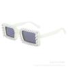 Óculos de Sol Vintage Transfronteiriços com Vidro Sintético da Moda e Incrustação de Diamante, Estilo Europeu e Americano Armação Quadrada Pequena Óculos de Sol para Fotografia de Rua para Miopia