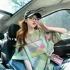 Playera Holgada de Algodón Puro Niche Colorida Tie-Dye para Mujer Versión Coreana Reductora de Edad Grafiti Largo Medio Elegante Versátil Top Adelgazante