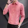 Camisa de Rayas de Gama Alta Nueva para Hombre de Manga Corta y Tres Cuartos Chaqueta de Primavera y Otoño Negocio Delgado Casual Ropa para Hombre