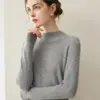 Suéter de cachemira 100% de lujo ligero y minimalista para mujer, con cuello semialto, diseño de jersey y mangas largas versátiles, perfecto para el uso diario.