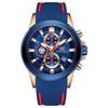 Reloj para Hombre MINI FOCUS Deportivo para Exteriores Tres Ojos Seis Agujas Calendario Resistente al Agua Correa de Silicona Reloj Caliente 0287G
