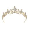 Diadema de Corona Nudada Europea y Americana para Novia, Fiesta de Cumpleaños, Vestido de Boda, Hecha a Mano con Pedrería, Peineta Antideslizante
